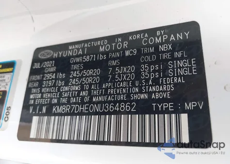 2022 Hyundai Palisade Calligraphy из США, поврежденный, VIN KM8R7DHE0NU364862